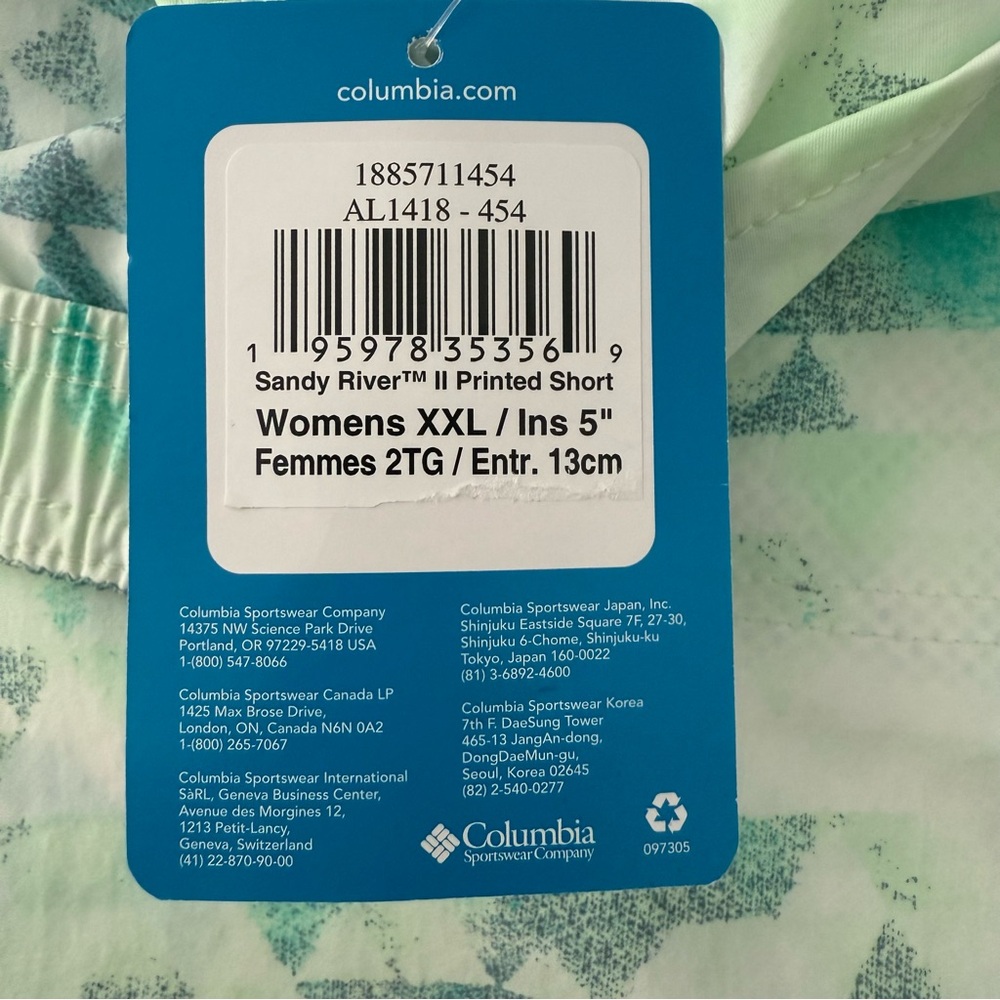 NWT-Columbia Women’s Sandy River Printed Aqua Short Sz XXL - Picture 4 of 12